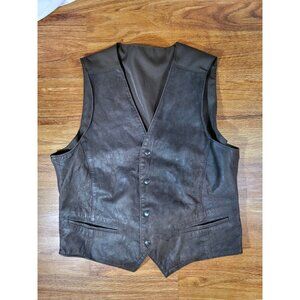 Vintage Mens Size 52 Unbranded Brown Leather Vest